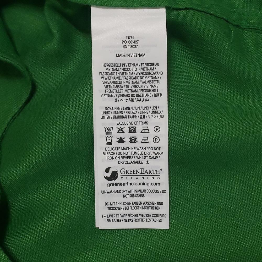 Boden Kelly Green 100% Linen Long Sleeve Button Down Shirt US 4P Petite - Picture 5 of 9
